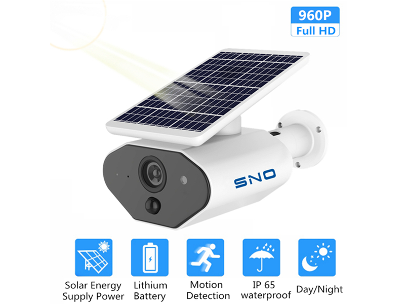 SNO Outdoor Security Camera 960P HD Wire-Free Solar Powered Battery WI-FI IP Camera CCTV Surveillance Waterproof PIR TF Card SNO-B60-13