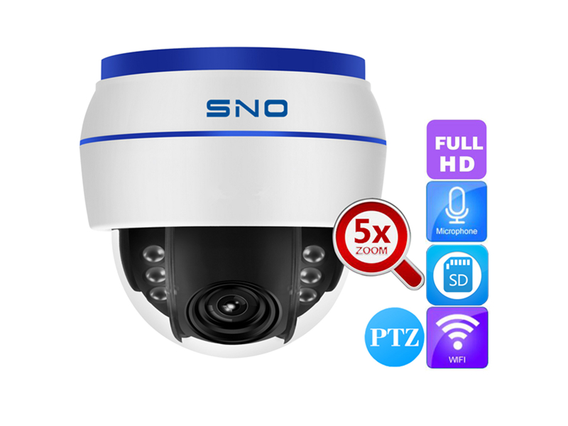 SNO Wireless Speed Dome PTZ IP Camera Wifi HD 1080P Auto Focus 5X Zoom 2.7-13.5mm Indoor Audio SD Card IR Night Onvif P2P SNO-D61W-20