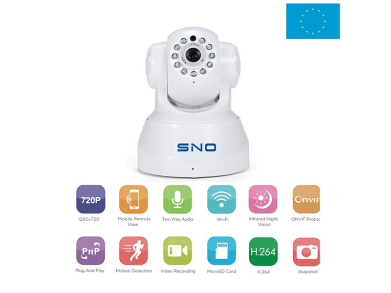 SNO IP Camera WIFI 720P Pan Tilt Indoor Security Surveillance Onvif P2P Phone Remote 1.0MP Wireless Video Surveillance SNO-PT031-10