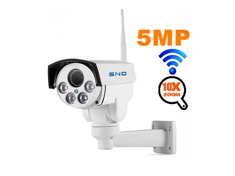 SNO Super HD 5MP Wifi Street IP Camera PTZ Bullet Outdoor 10X Optical Zoom 1080p Wireless IR Night Onvif 128G Card Audio CCTV Cam SNO-Q8D-WIFI-50