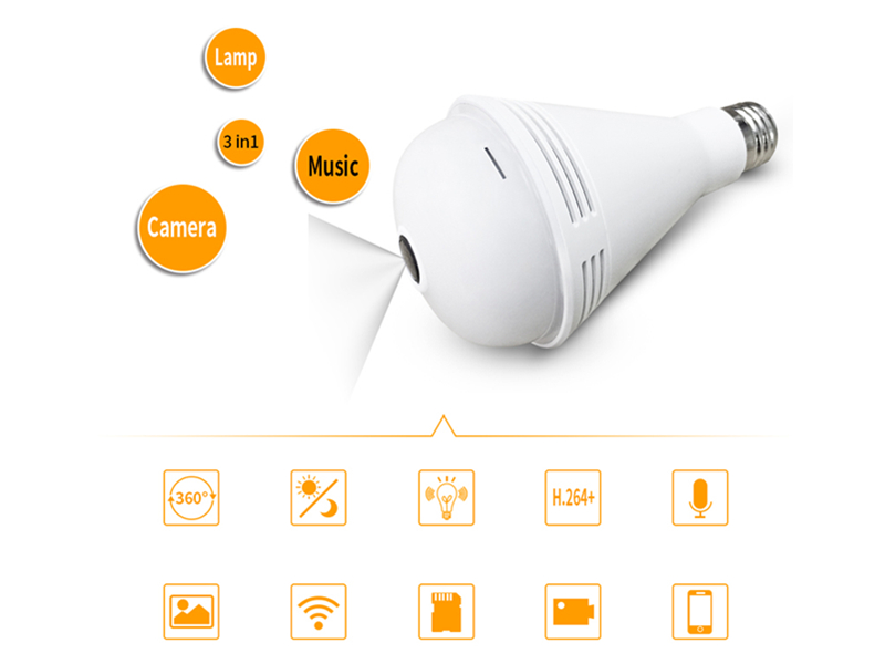 SNO E27 Wi-Fi Light Sensor Monitor Bulb Bluetooth SMD5050 Music Bulb with Remote Monitoring Camera Decorative Lamp SNO-B13-Y