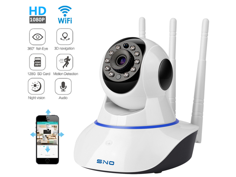 SNO 1080P Wireless WIFI IP Camera Home Indoor Security Monitor Smart Network Video System Two Way Audio / Night Vision / PTZ / APP SNO-PT020-20 