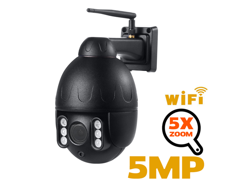SNO Wireless Street Dome IP Camera Wifi 5MP 2MP Black Surveillance Tour Auto Cruise with Microphone Speaker Talk 128GB card SNO-PTZ20W-50