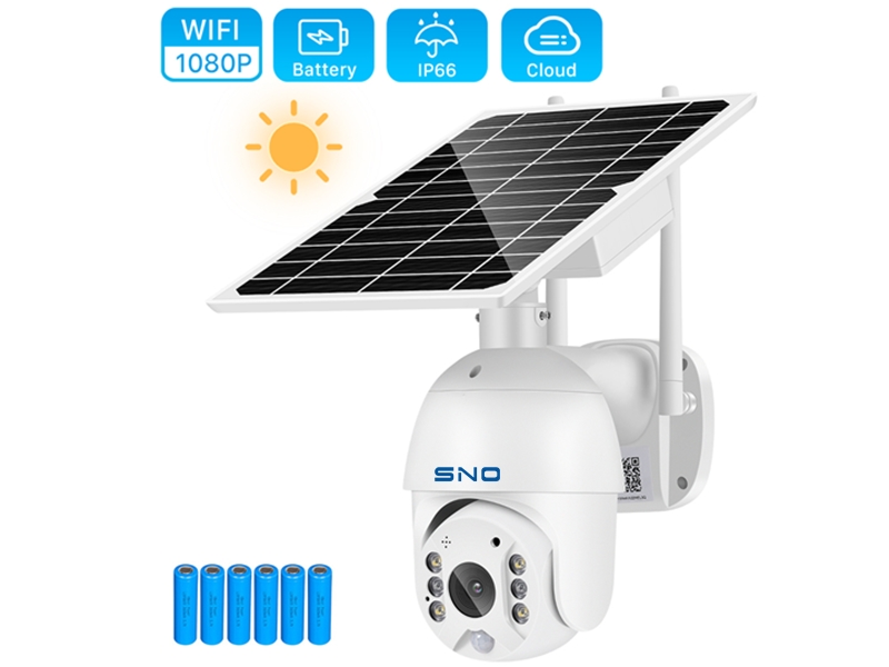 SNO Wifi Camera 1080P 8W Solar Panel PTZ Camera Outdoor 2MP PIR Human Alarm CCTV Security Camera with 15000MAH Battery Long Standby SNO-Q8S-20