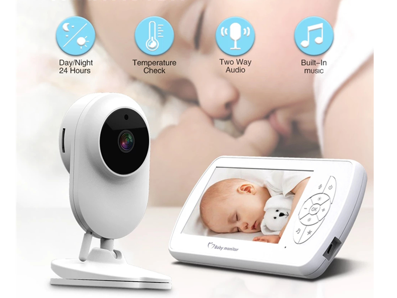 SNO 4.3 inch Baby Monitor Two way Audio Video Nanny Home Security Camera Babyphone with Cameras Night Vision Temperature Monitoring