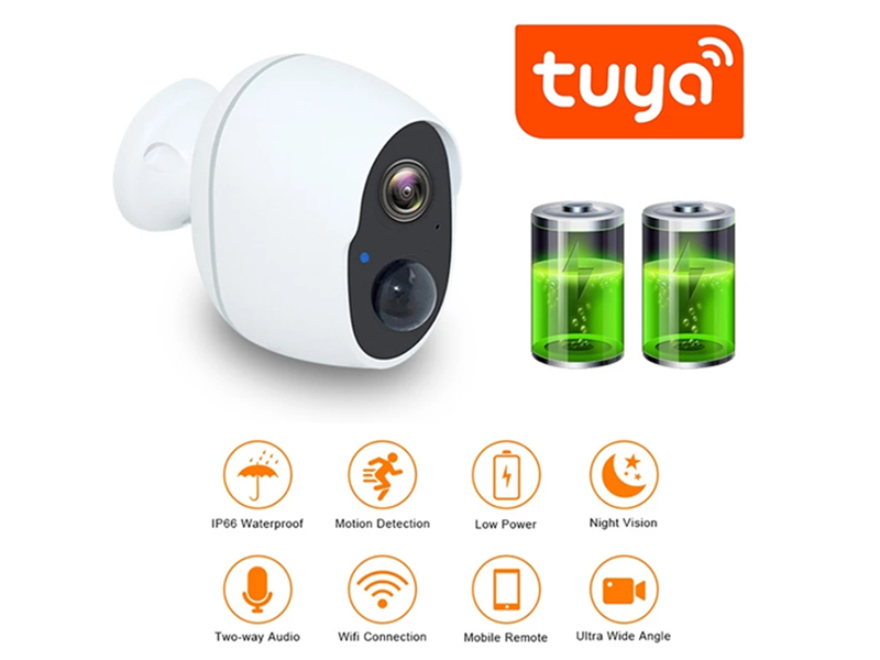 Tuya Low Power Battery Camera Outdoor Waterproof Wifi Camera 2MP PIR Motion Detect Wireless Security CCTV Camera Cloud Storage