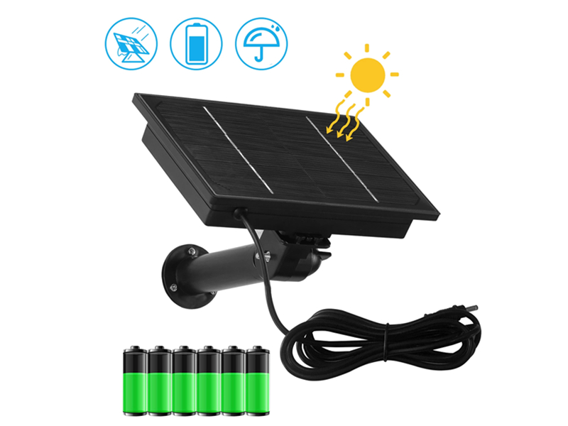 SNO Outdoor 4W Solar Panel 5V 2m High Efficiency Power Supply Security Camera Hunting Installation 6 Pcs 18650 Rechargeable Battery