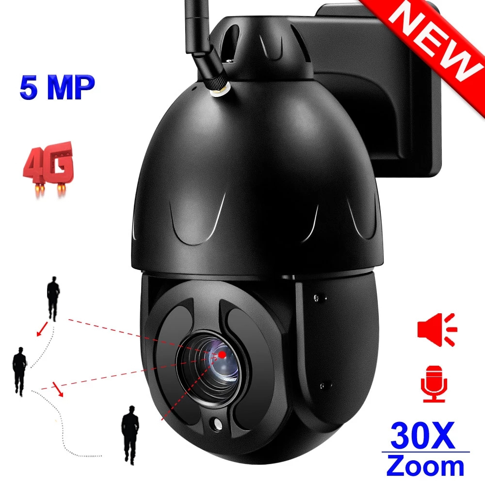 SNO Security WIFI 3G 4G 5MP PTZ Camera Humanoid Auto Tracking Wireless IP Camera IR 100M SD Storage CAMHI Motion Detection