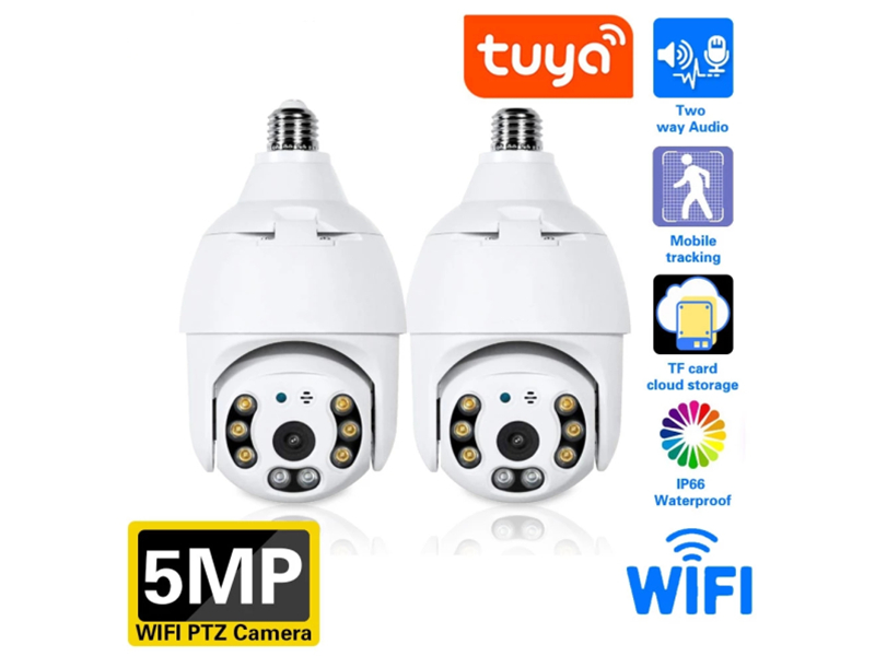 Tuya Panoramic Camera with E27 Wi-Fi 2.0MP Alexa Google Bulb