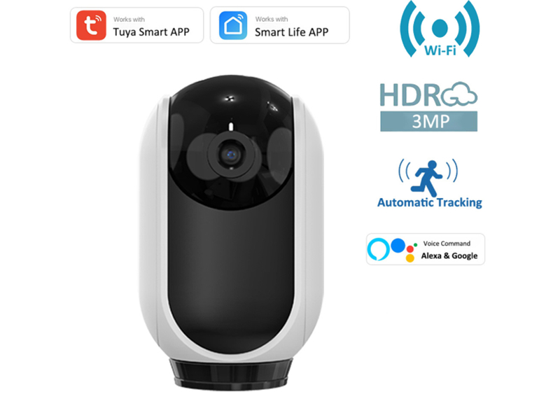 SNO 3MP 1080P Indoor Tuya Alexa Google Camera Security Surveillance CCTV Wireless WiFi Cloud Auto Tracking H.265 Private Mode Camera