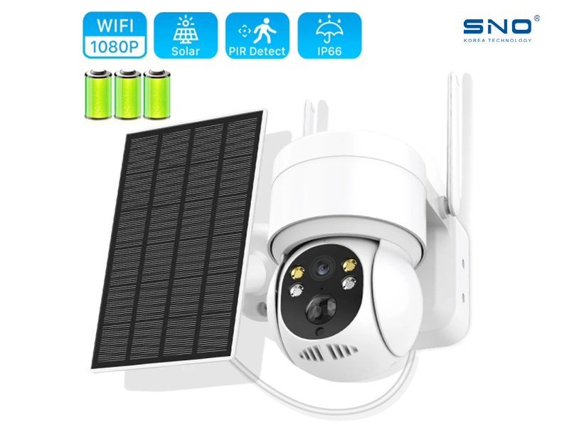 SNO Solar Camera Wifi Outdoor 1080P PIR Human Detection Wireless Surveillance IP Cameras With Solar Panel Recharge Battery