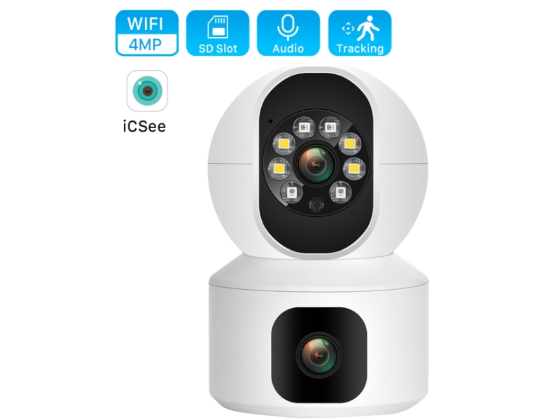 4MP Dual Lens WiFi Camera Dual Screen Baby Monitor Auto Tracking Ai Human Detection Indoor Home secuiryt CCTV Video Surveillance