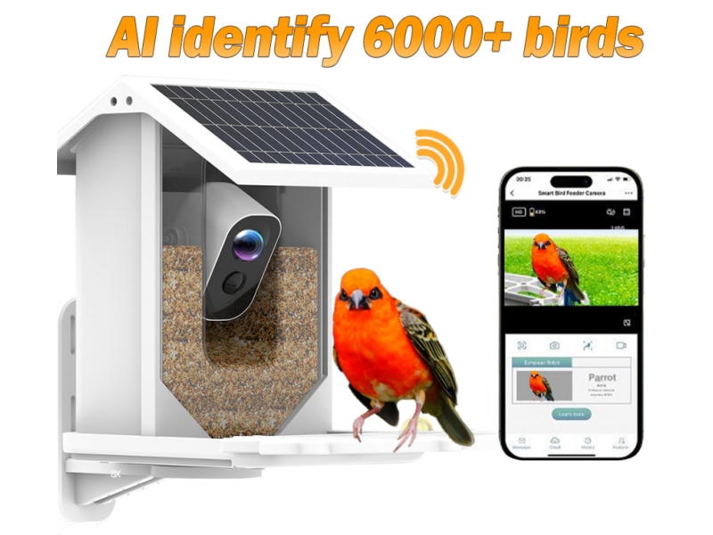 Intelligent Bird Feeder Camera 1080P Outdoor Wireless WIFI Solar AI Bird Identification IP Cam Two-Way Audio Night Vision ICsee