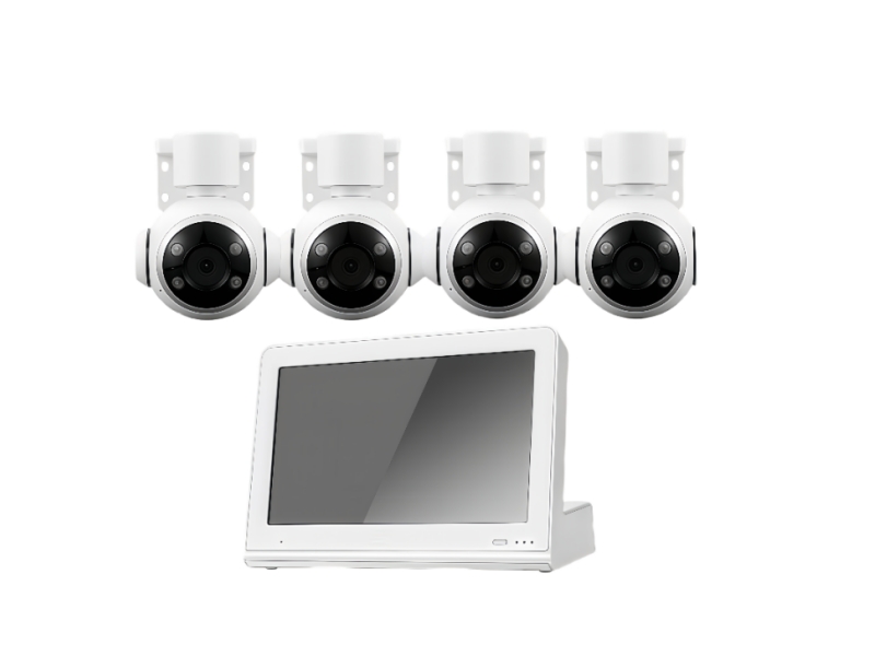 4CH 4K 8MP PoE PTZ Security Camera Pan-tilt Auto Tracking IP Camera Smart AI Detection Color Night Two-Way Audio Surveillance System with monitor